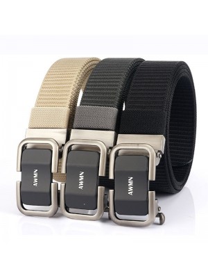 AWMN Men 125CM Nylon Tactical Belt Outdoor Leisure Canvas Waist Belts with Automatic Alloy Buckle