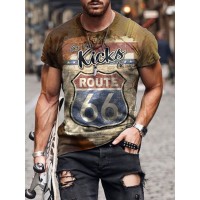 Street Clothing Route 66 Printed T-shirt for Men HF2704-03-04