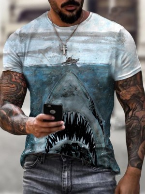 Men's Short T-Shirt Shark Graphic HE1609-02-02