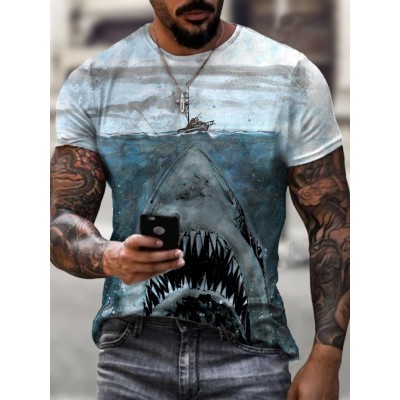 Men's Short T-Shirt Shark Graphic HE1609-02-02