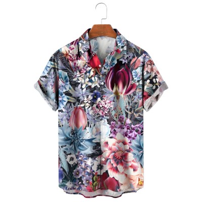 Vintage Beautiful Floral Print Hawaiian Short Sleeve Shirt