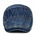 Menico Men Casual Made  Old Denim Sunshade Short Brim Beret Flat Hats