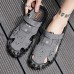 Men Outdoor Cowhide Leather Two Ways Closed Toe Soft Soled Casual Slipper Sandals