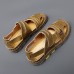 Men Outdoor Cow Split Leather Non  slip Close Toes Handstitching Shoes